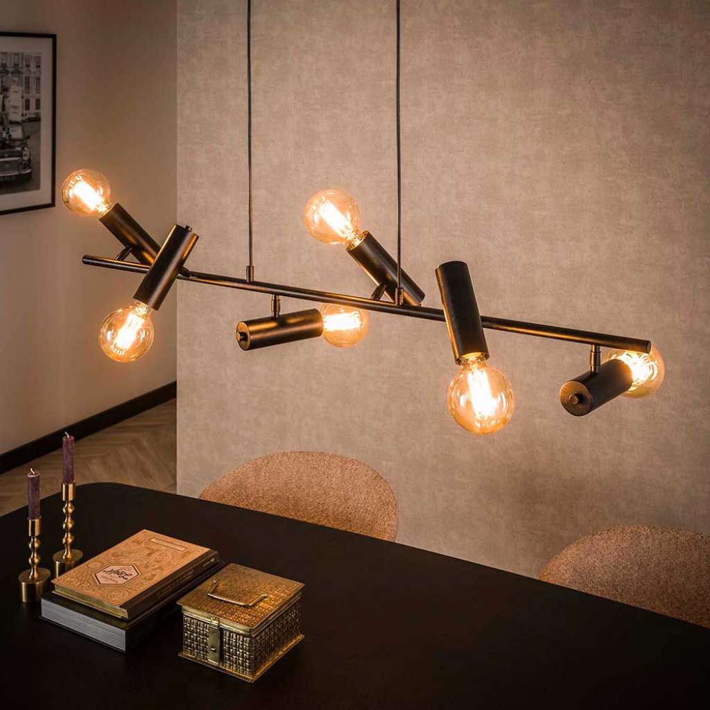 6-flammige Hängeleuchte aus Metall Industry und Loft Stil