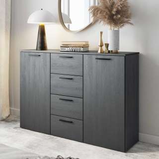 Modernes Sideboard in Eiche Grau vier Schubladen