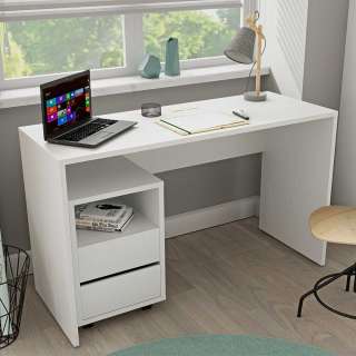 Moderner Jugend Schreibtisch in Weiß 130 cm breit