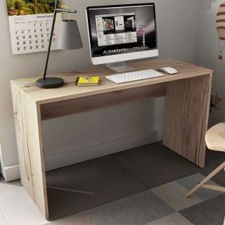 Moderner Schreibtisch mit Wangen Gestell Wildeichefarben
