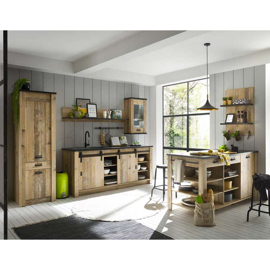 Küchenmöbel mit Schiebetür im Landhausstil sechsteilig (sechsteilig)