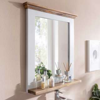 Garderoben Spiegel mit Ablage im Landhausstil Holzrahmen
