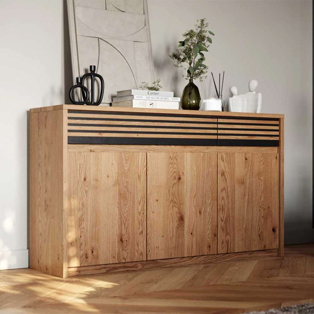 Esszimmersideboard aus Eiche Massivholz zwei Schubladen