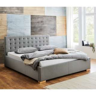 Polsterbett Stoff Grau 180x200 cm Kopfteil mit Steppungen