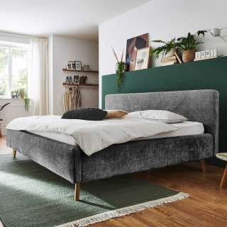 Gepolsterte Betten modern in Anthrazit Vierfußgestell aus Holz