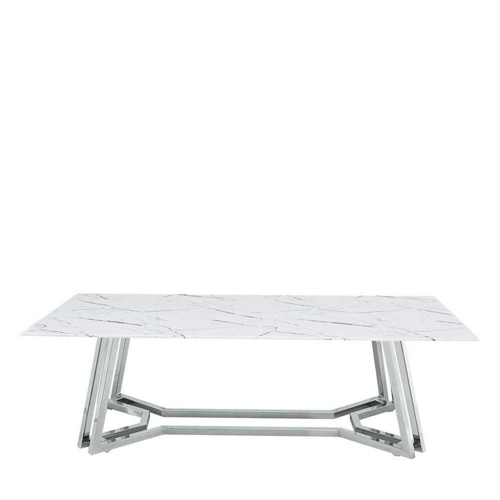 Design Couchtisch in Weiß und Chromfarben 160 cm breit