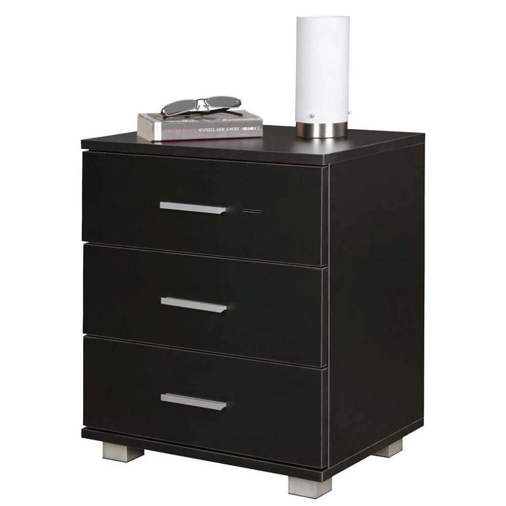 Nachtkonsole in Schwarz mit drei Schubladen 45x54x34 cm