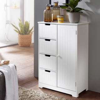 Badezimmerschrank weiss im Landhausstil vier Schubladen
