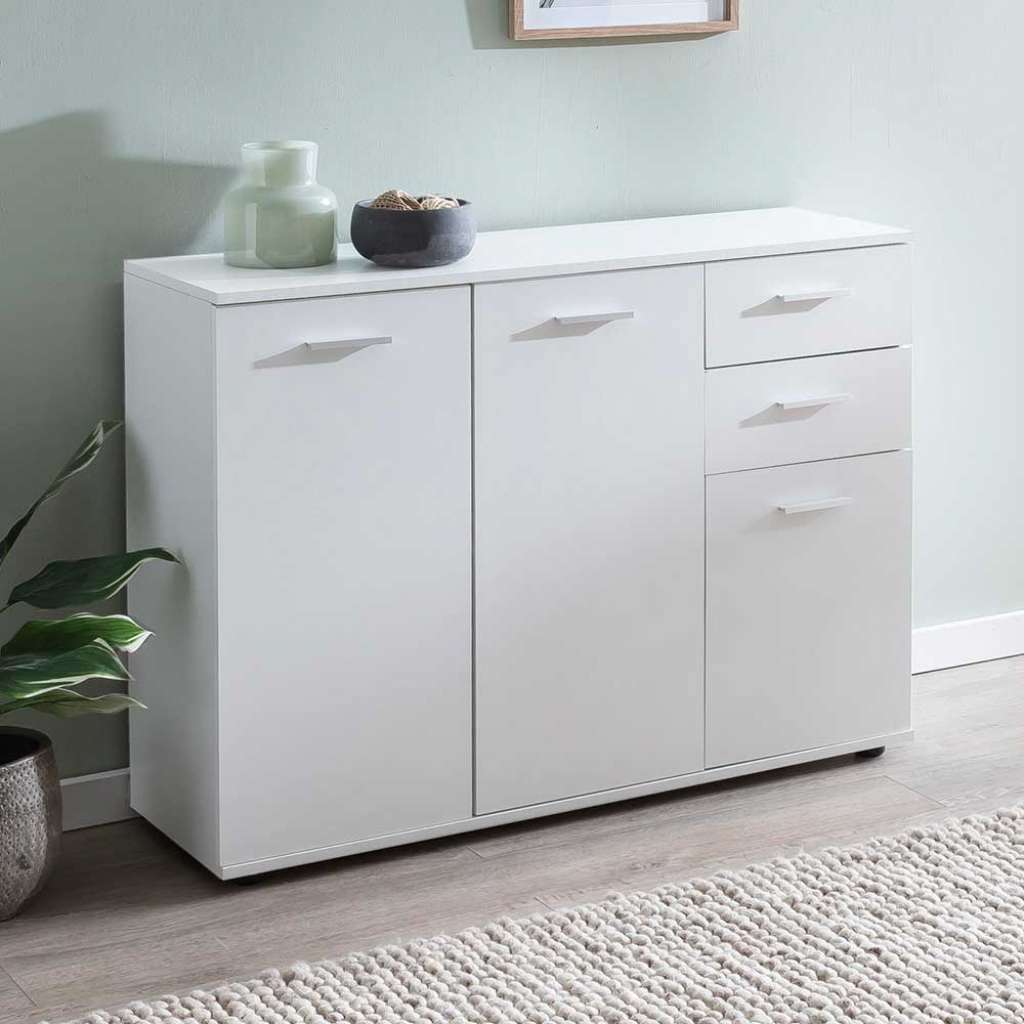 Dielenkommode weiss 107 cm breit - 79 cm hoch zwei Schubladen