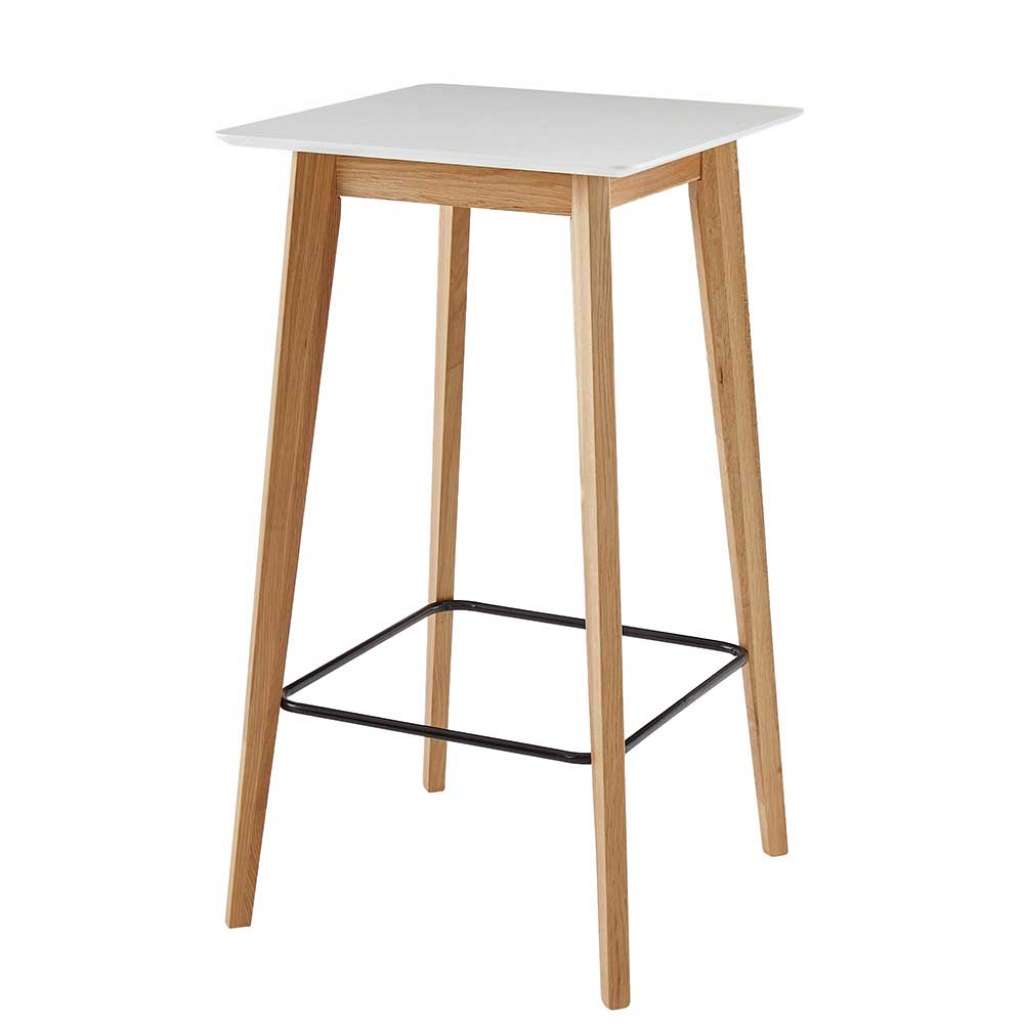 Partytisch Skandi Design in Weiß und Eiche 110 cm hoch