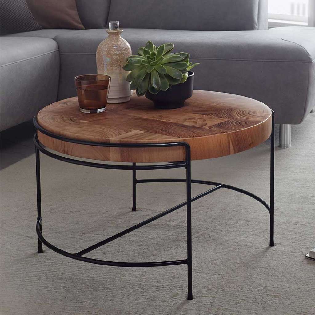 Sofatisch Holz und Metall im Industrie und Loft Stil 40 cm hoch