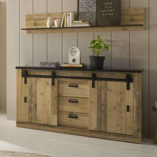 Modernes Landhaus Sideboard mit Stalltüren Optik 162 cm breit