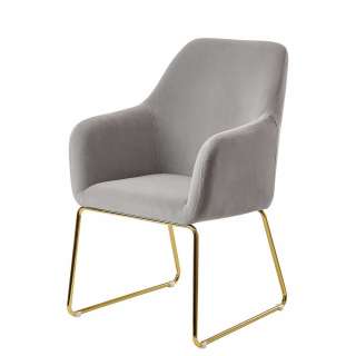 Stuhl mit Metall Bügelgestell in Hellgrau und Goldfarben 52 cm breit