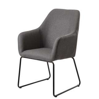 Esstisch Stühle Dunkelgrau mit Bügelgestell aus Metall Schwarz