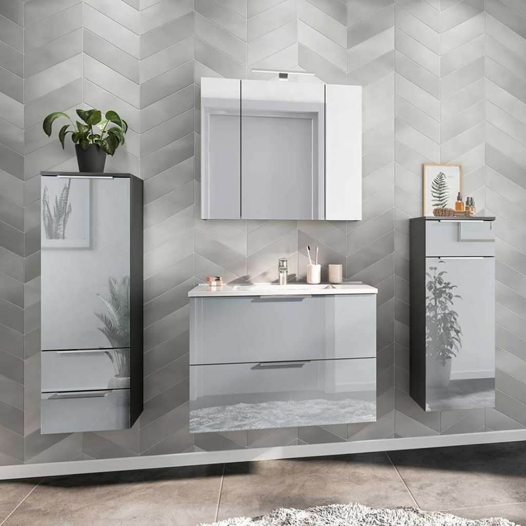 Modernes Waschplatz Set Made in Germany die Wandmontage (vierteilig)