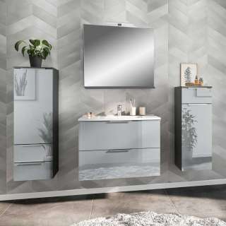 Badezimmermoebelset modern in Dunkelgrau Silberfarben (vierteilig)