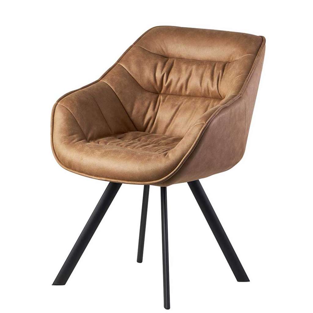 Samt Stuhl Esszimmer in Beige und Schwarz Gestell aus Metall