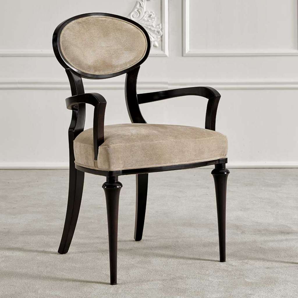 Armlehnstuhl Buche Dunkelbraun mit Bezugsstoff Samt