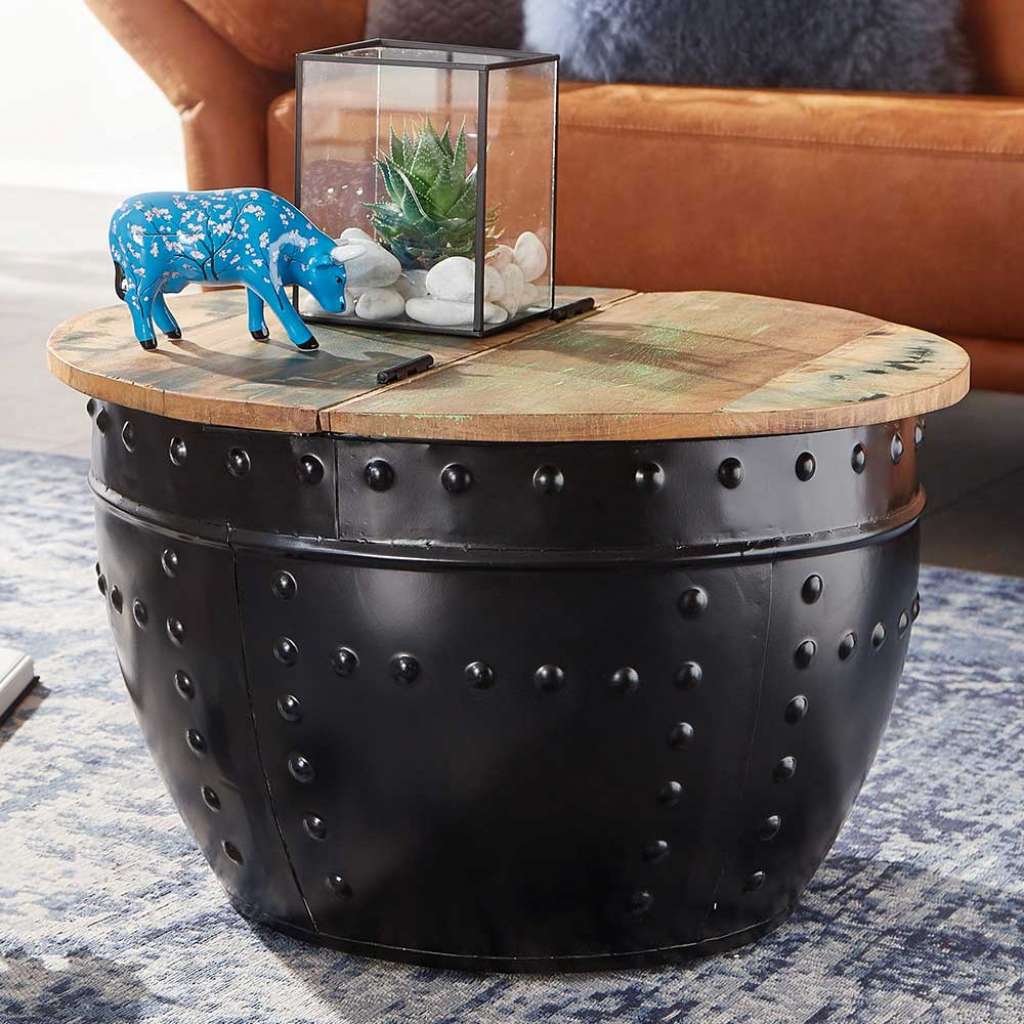 Couchtruhe im Industrie und Loft Stil klappbarer Tischplatte