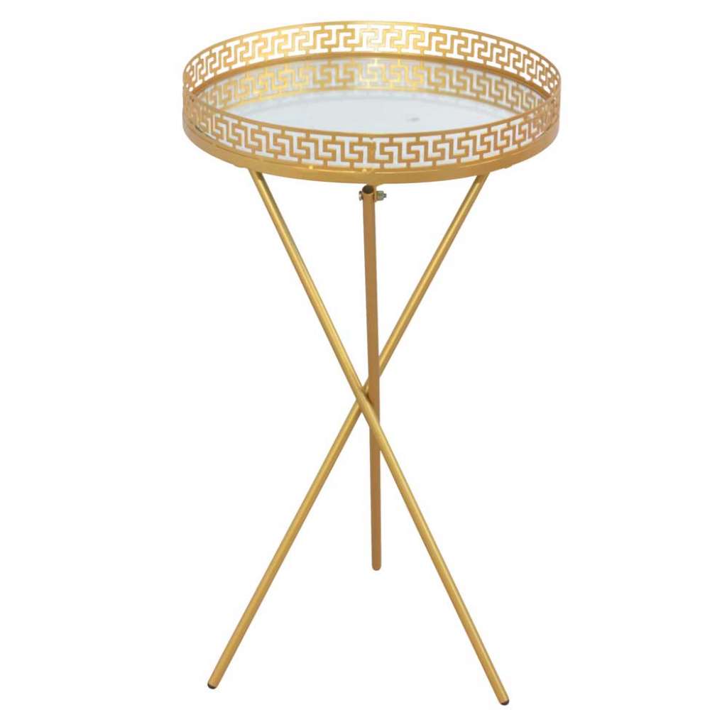Kleiner Beistelltisch in Goldfarben Metall und Spiegelglas