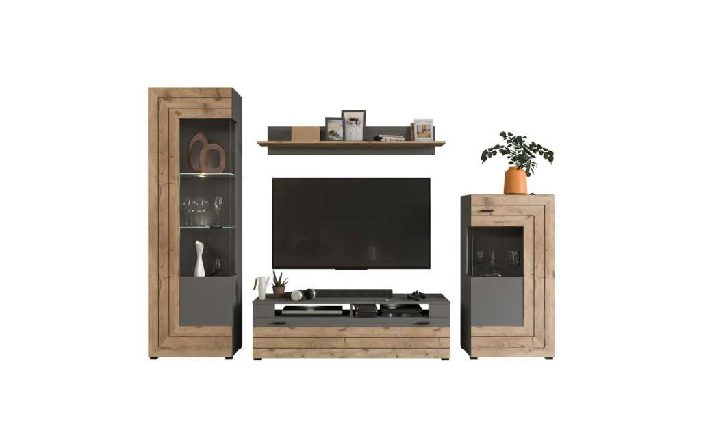 Wohnkombination ¦ grau ¦ Maße (cm): B: 290 H: 195 Wohnwände - Höffner