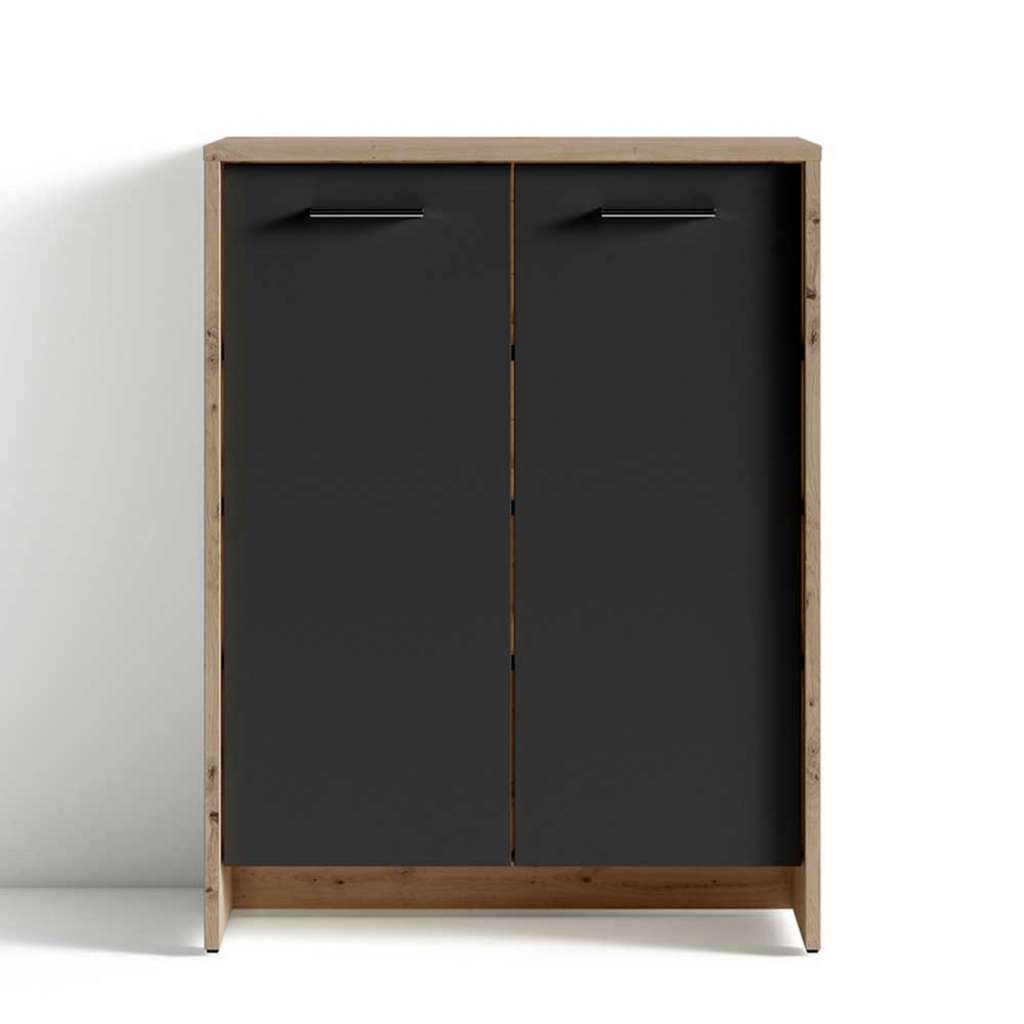 Moderner Garderobenschuhschrank in Wildeichefarben Anthrazit