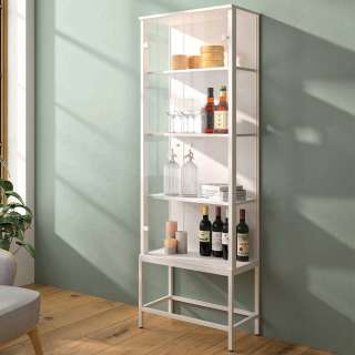 Esszimmer Vitrinenschrank weiss in modernem Design 177 cm hoch