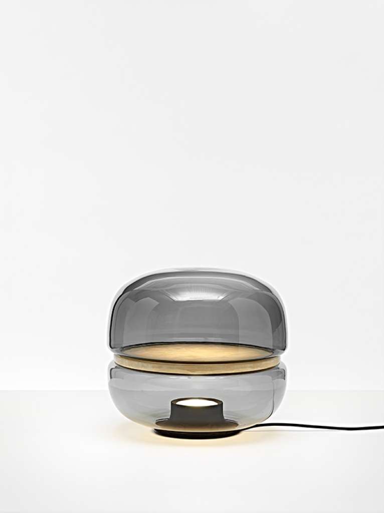 Brokis - Macaron Tischleuchte - M - Graues, Klares Glas - indoor