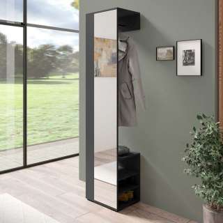 Garderobe mit Spiegelfront in Anthrazit 184 cm hoch - 40 cm breit