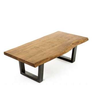 Sofa Tisch mit Baumkante aus Akazie Massivholz & Metall Industry und Loft Stil