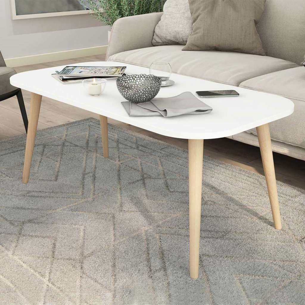 Couchtisch Weiß Buche im Skandi Design 110 cm breit - 46 cm hoch