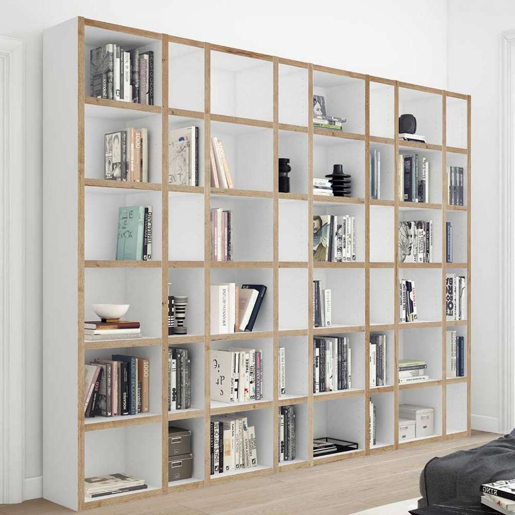 Große Regalwand in Weiß und Wildeichefarben 287 cm breit