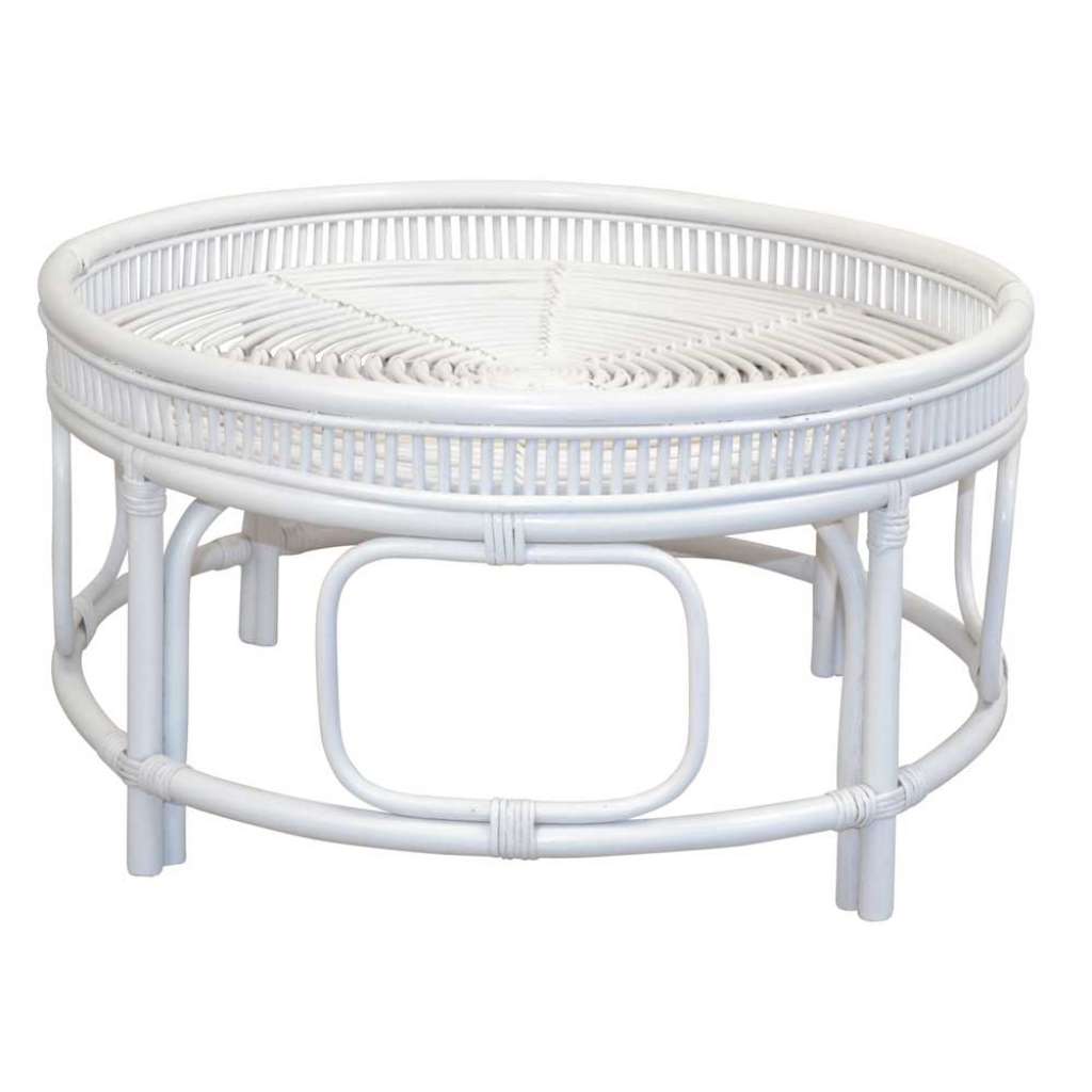 Geflecht Tisch mit Glasplatte im Landhausstil Rattan