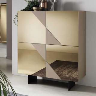 Highboard mit Spiegelglas in modernem Design 120x140x50 cm