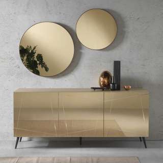 Sideboard mit Spiegelglas in Bronze und Taupe Fußgestell aus Metall