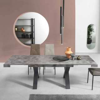 Premium Esszimmer Tisch in Beton Optik Grau zwei Einlegeplatten