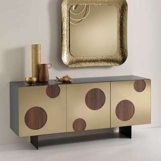 Sideboard mit Spiegeln in Teakfarben - Schwarz - Bronze 180 cm breit