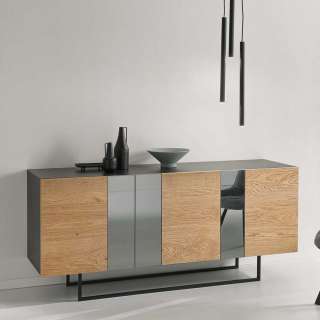 Luxus Sideboard in Eiche hell Spiegelglas Front