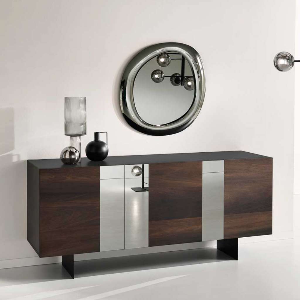 Hochwertiges Sideboard in Eiche dunkel Spiegelglas Front