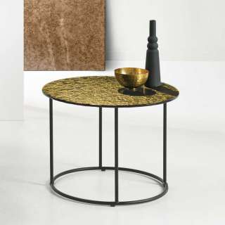 Beistelltisch Sofa hochwertig in Bronze und Schwarz Strukturglasplatte