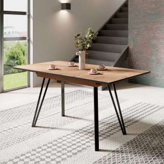 Tisch ausziehbar in modernem Design Wildeichefarben und Schwarz