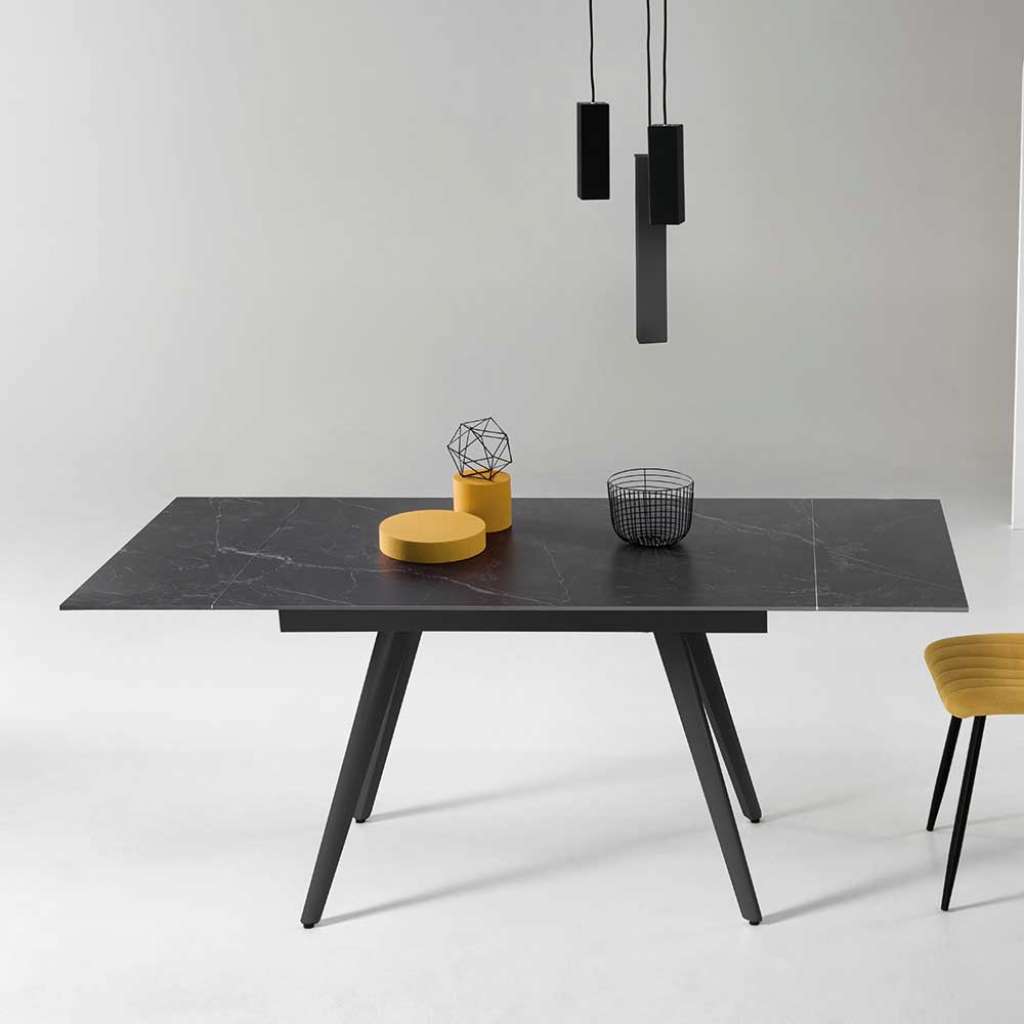 Hochwertiger Esstisch mit Sinterstein Platte Marmor Optik schwarz