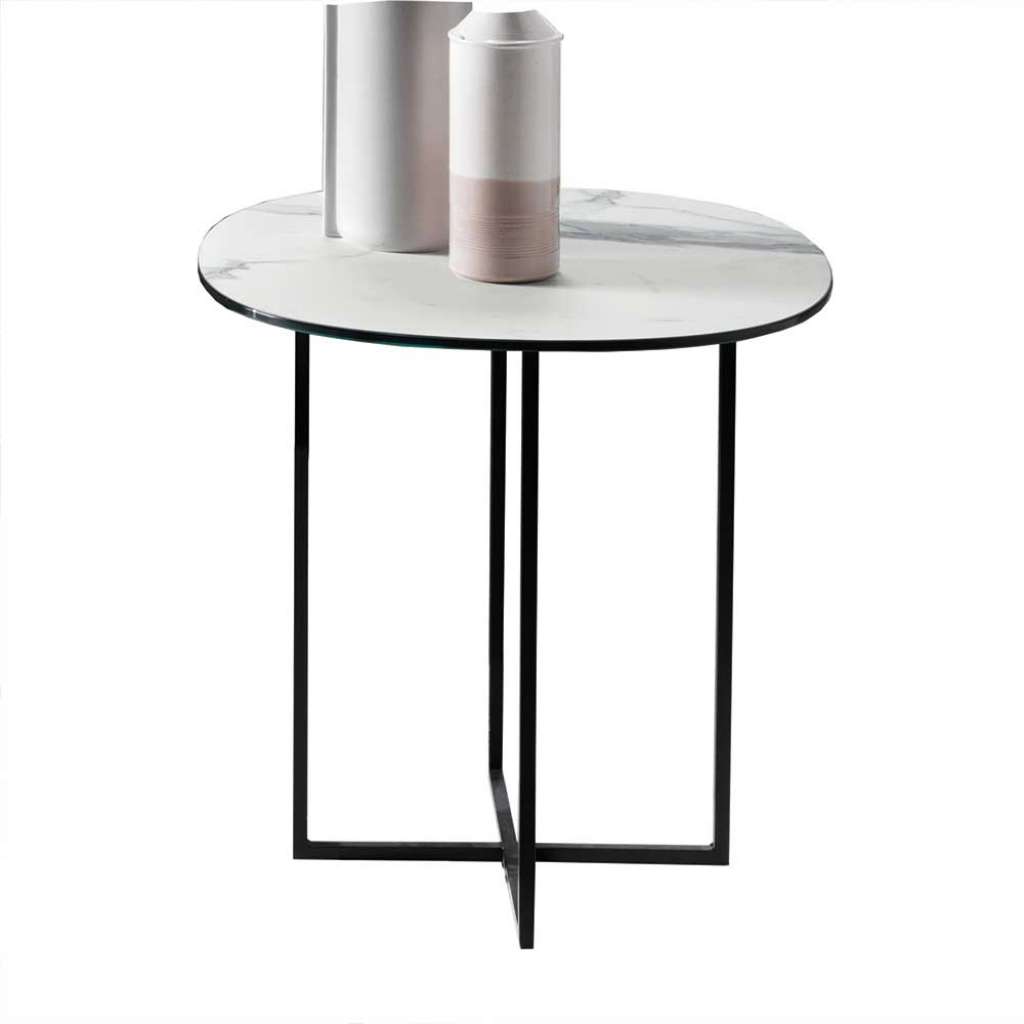 Beistelltischchen in Weiß - Grau - Schwarz Bügelgestell