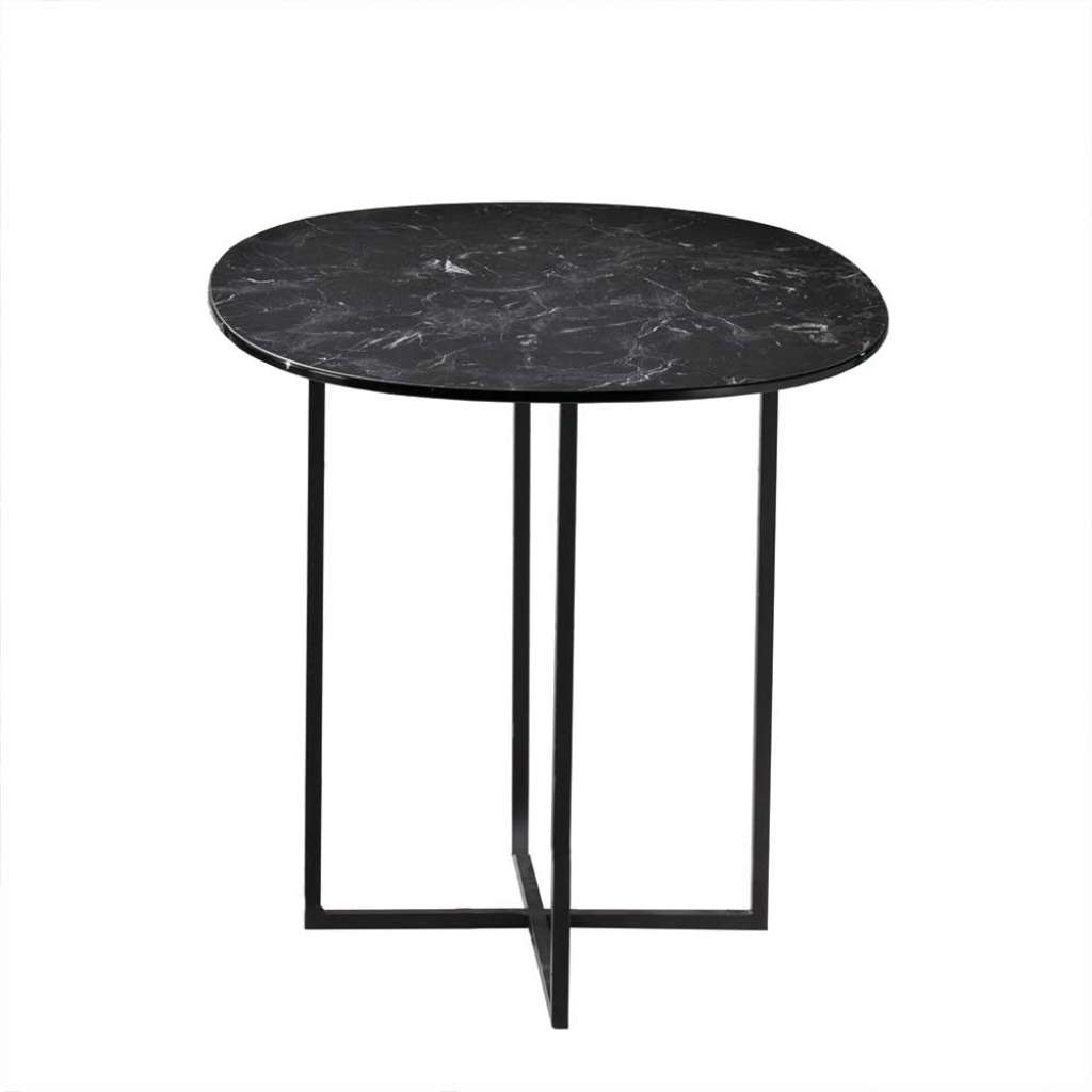 Beistelltisch schwarz rund mit Glasplatte Marmor Optik