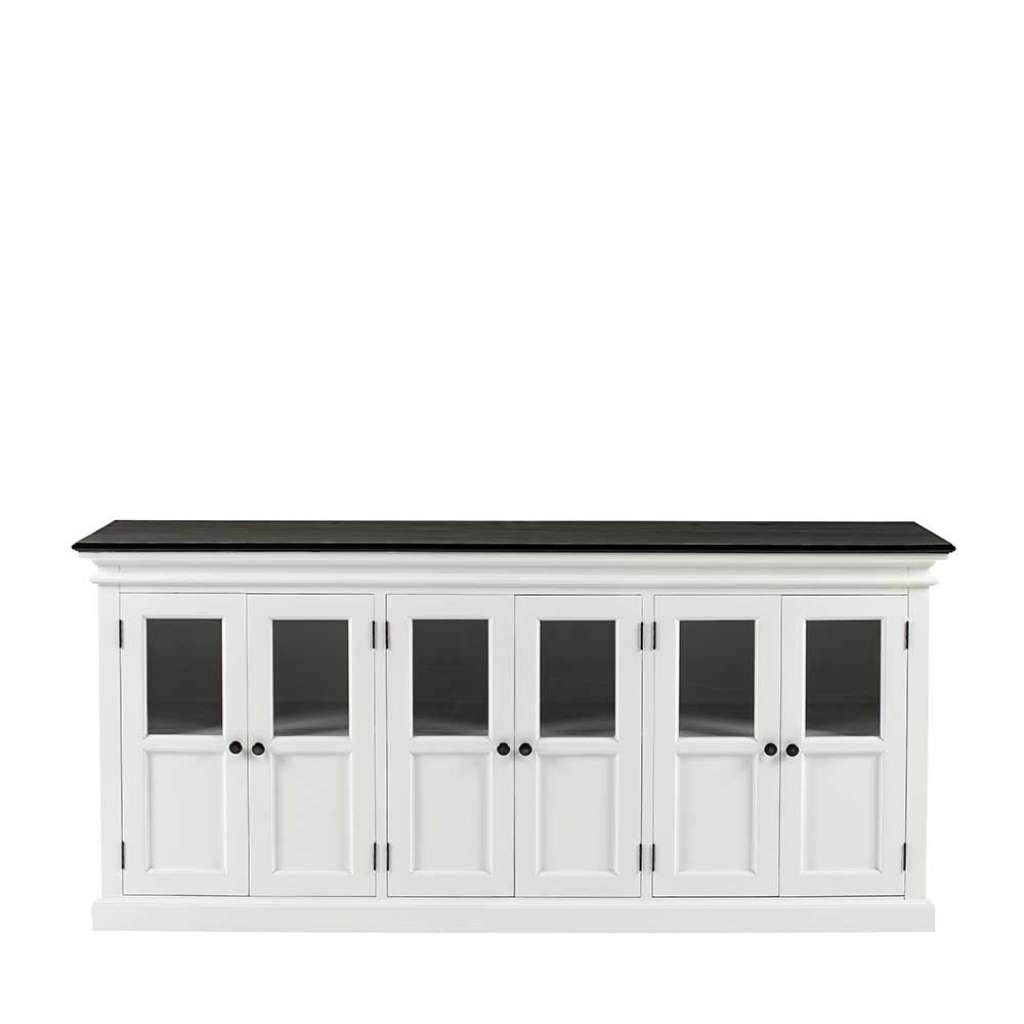 Glastüren Sideboard groß im Landhausstil Weiß und Schwarz