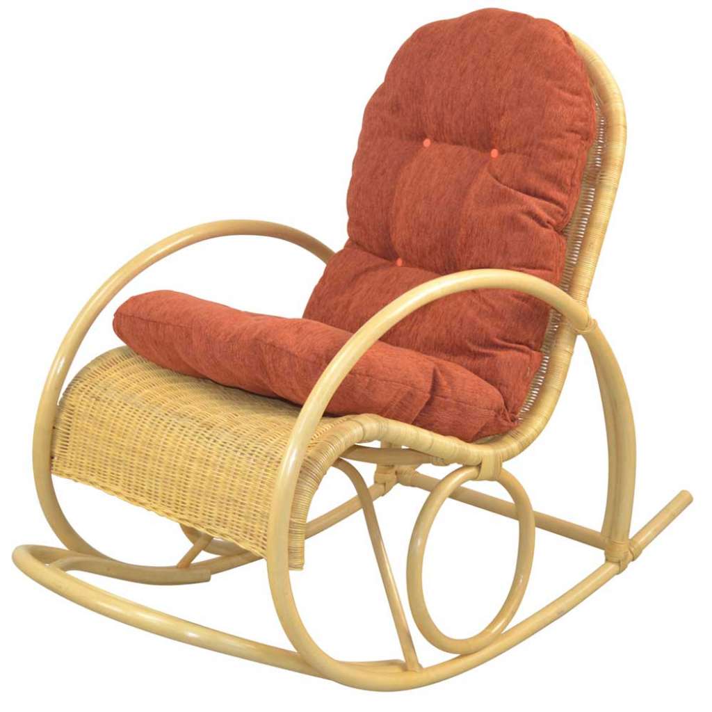 Rattangeflecht Schaukelsessel in Beige Terracotta