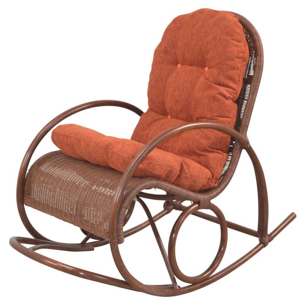 Rattan Schaukelsessel im Landhausstil Braun und Terracotta