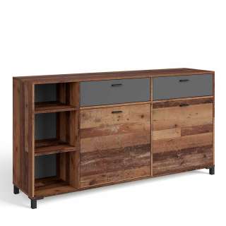 Industry Sideboard in Holz Antik und Anthrazit 160 cm breit