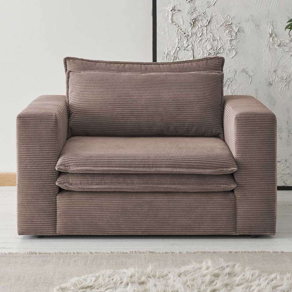 Hellbrauner Polstersessel aus Cord modernem Design