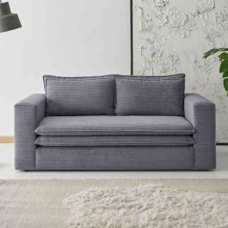 Anthrazit Cord 2er Sofa in modernem Design 180 cm breit